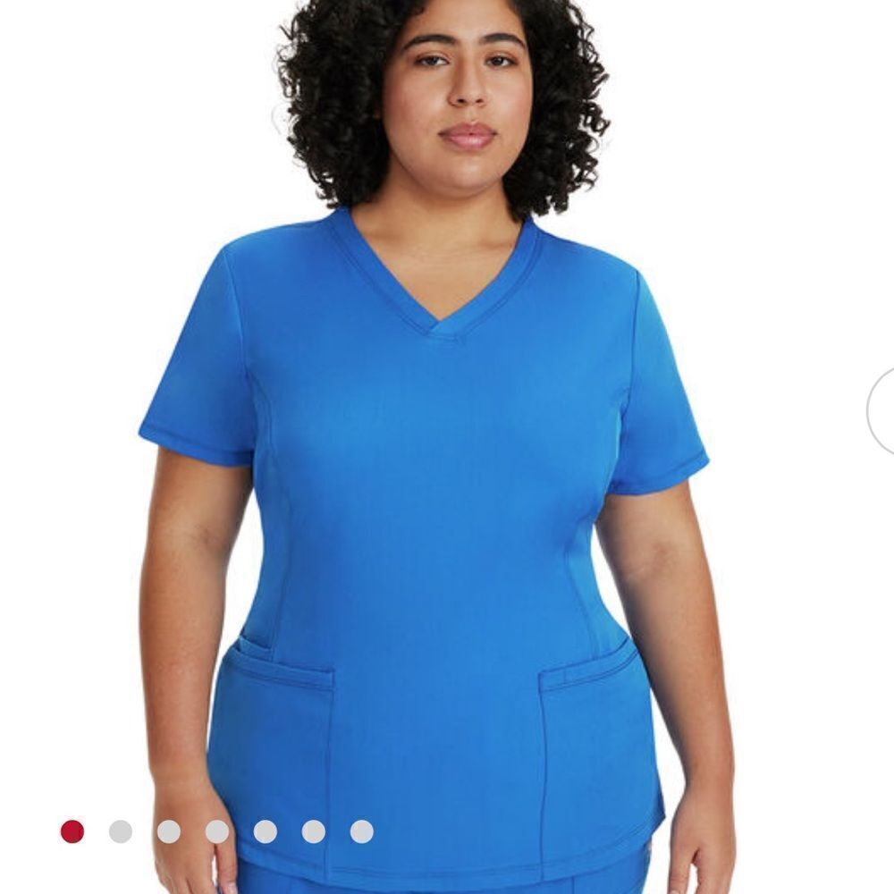 Healing Hands Works 2X Monica V-Neck Solid Royal Blue Jersey Scrub Top